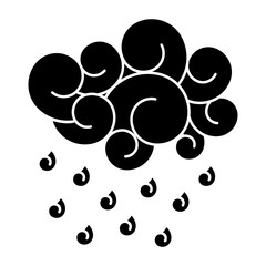 Fototapeta na wymiar blue cloud rain drops atmosphere cartoon image vector illustration black and white design
