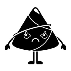 kawaii angry rice dumpling cartoon vector illustration black and white design