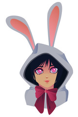 Manga girl dressed up as an easter bunny