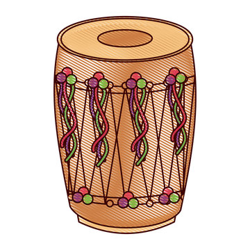 musical instrument punjabi drum dhol indian traditional vector illustration drawing design