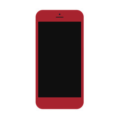 smartphone red color with blaсk touch screen isolated on white background. stock vector illustration eps10