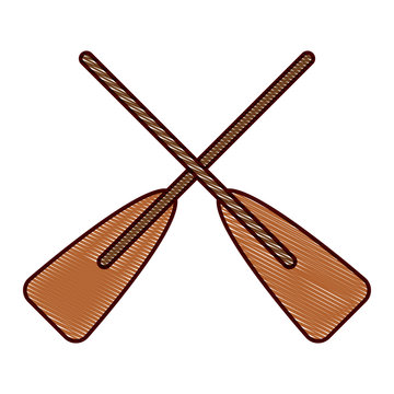 two wooden crossed boat oars sport vector illustration drawing design