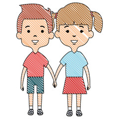 cute and little kids couple vector illustration design