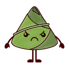 kawaii angry rice dumpling cartoon vector illustration drawing design