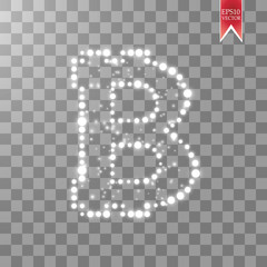 Digital bitcoins symbol with light effect on transparent backgraund.