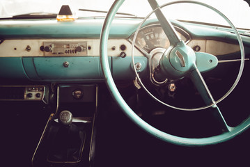 Classic car - vehicle interior of vintage car