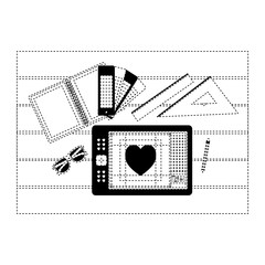 Fototapeta premium notebook design tool tablet digitizer desk draw heart vector illustration