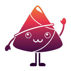 kawaii happy rice dumpling greeting cartoon vector illustration