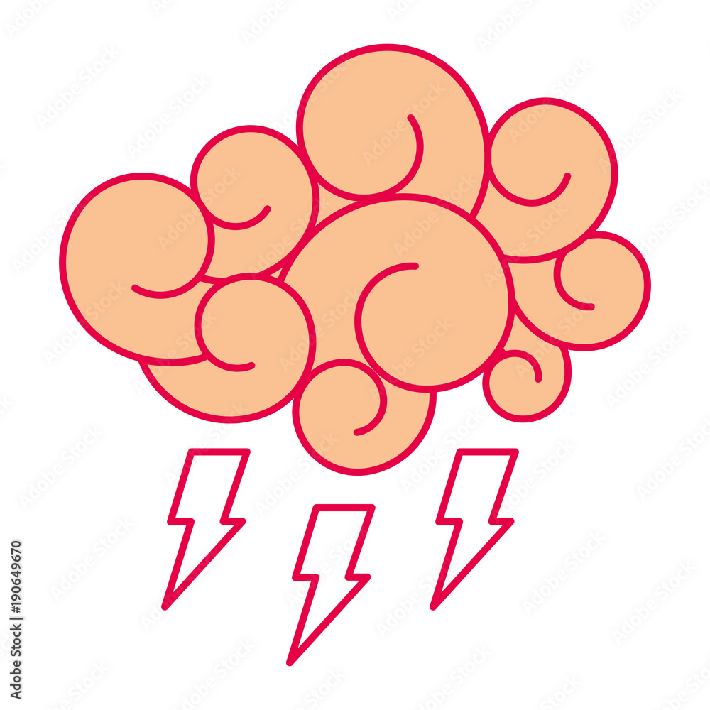 Sticker  cloud thunderbolt storm cartoon image vector illustration