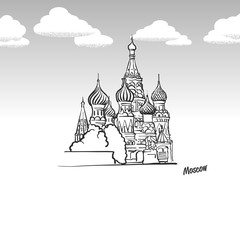 Obraz premium Moscow, Russia famous landmark sketch
