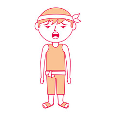 funny cartoon chinese man standing vector illustration