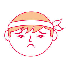 cartoon sad face chinese man vector illustration