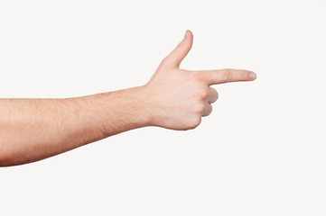 Finger Gun. Hand gesture signal. Known symbol and sign.