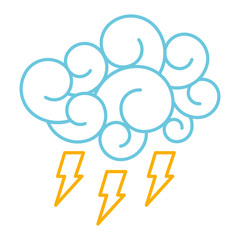 blue cloud thunderbolt storm cartoon image vector illustration line color design