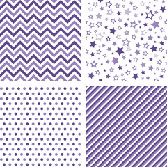 Ultra violet seamless patterns. Vector backgrounds