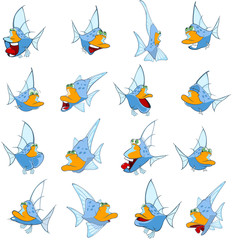Set of Cartoon Illustration. A Cute Fish for you Design