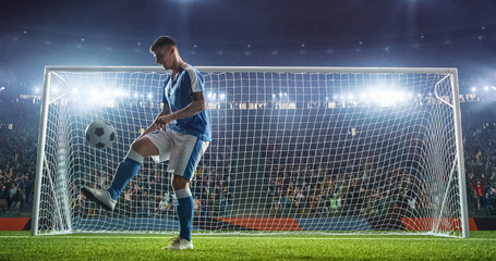 Soccer game moment  on professional stadium