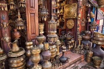 Gartenposter Shop with Brass Items, Bhaktapur, Nepal © Ingo Bartussek