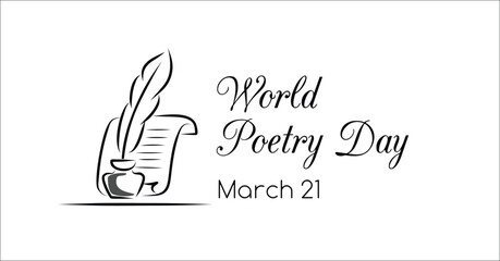 World poetry day greeting banner. Facebook size - obrazy, fototapety, plakaty