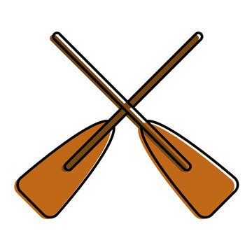 two wooden crossed boat oars sport vector illustration