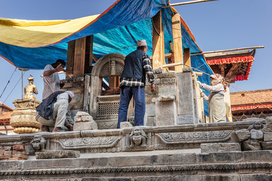 2Y after earth quake 2015, Restoring Vatsala Durga, Bhaktapur Durbar Square, Nepal