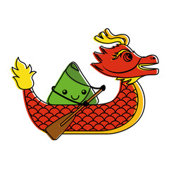 red dragon rice dumpling paddling festival chinese vector illustration