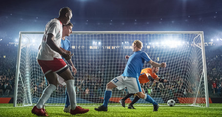 Soccer game moment  on professional stadium