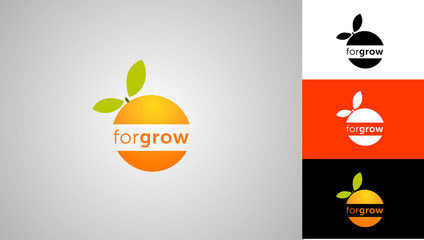 Happy & healthy fruit juice. Minimal & creative orange logo, vector illustration AI / EPS 10