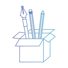 pen pencil school tool education box package pack vector illustration