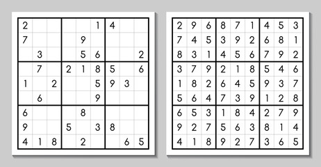 Sudoku with the answer. Vector game
