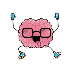  cartoon brain character expression mind intelligence neurology fun caricature comic graphic vector illustration