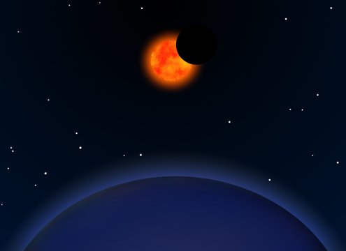 Partial solar eclipse from space graphic design