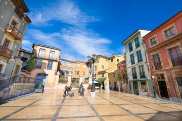 Trascorrales Square, beautiful and famous place in old town of Oviedo city, Asturias, Spain, Europe
