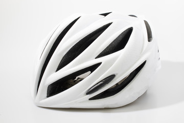 white cycling elmet in a white background