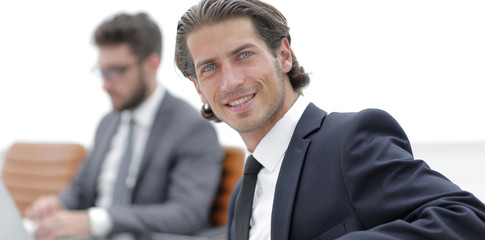 businessman sitting at a work meeting