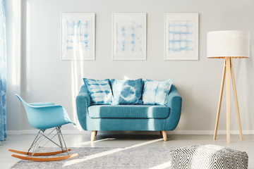 Posters in living room interior