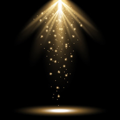 Rays of light from above, golden color