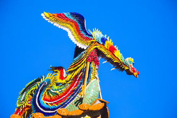 Chinese religion, temple roof important decoration, mosaic craft Phoenix