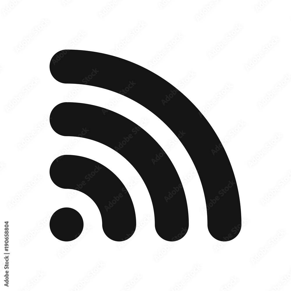 Poster wifi symbol. wireless internet connection or hotspot sign. black simple flat vector icon with rounde