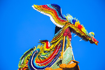 Chinese religion, temple roof important decoration, mosaic craft Phoenix