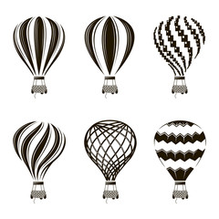Naklejka premium collection of monochrome hot air balloon images