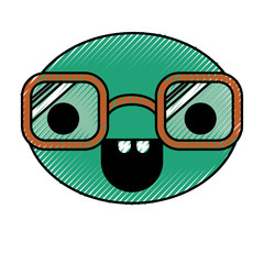  caricature face glasses expression fun comic cute vector illustration