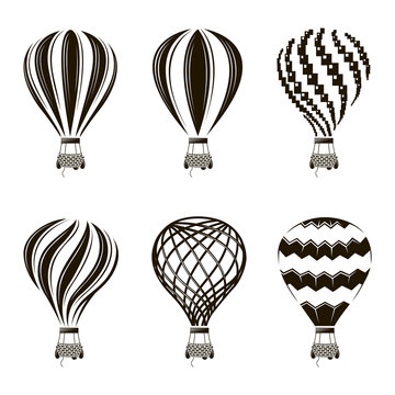 collection of monochrome hot air balloon images