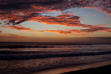 Fototapeta na wymiar Beach Sunset Pacific Ocean
