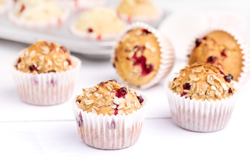 Freshly Baked Canberry Muffins on White Background Tasty Handmade Cupcakes