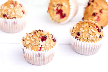 Freshly Baked Canberry Muffins on White Background Tasty Handmade Cupcakes