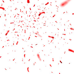 Christmas, Valentine's day red confetti on transparent background. Falling shiny confetti glitters. Festive party design elements.