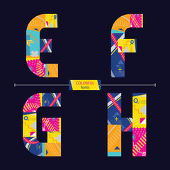 Alphabet colorful geometric style in a set EFGH
