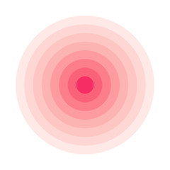 Red concentric rings. Epicenter theme. Simple flat vector illustration.