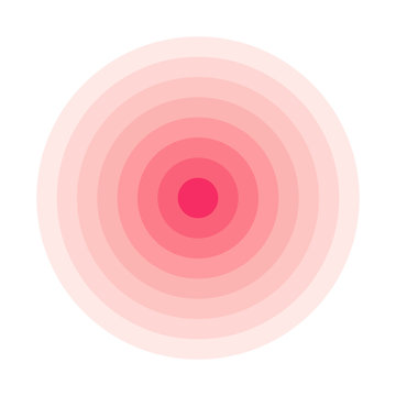Red concentric rings. Epicenter theme. Simple flat vector illustration.
